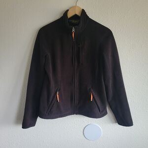 𝅺EDDIE Bauer Full Fleece Zip Up Black Jacket Women's Size M
